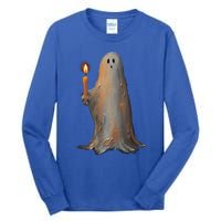 Halloween Ghost Holding Candle Spooky Gift Tall Long Sleeve T-Shirt