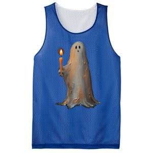 Halloween Ghost Holding Candle Spooky Gift Mesh Reversible Basketball Jersey Tank