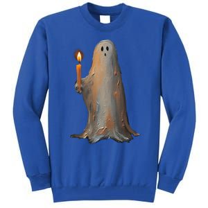 Halloween Ghost Holding Candle Spooky Gift Tall Sweatshirt