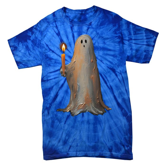 Halloween Ghost Holding Candle Spooky Gift Tie-Dye T-Shirt