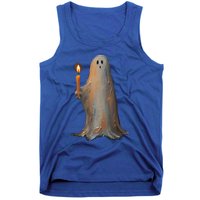 Halloween Ghost Holding Candle Spooky Gift Tank Top