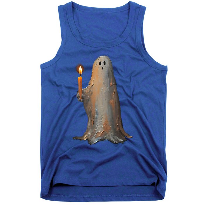 Halloween Ghost Holding Candle Spooky Gift Tank Top