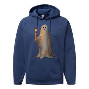 Halloween Ghost Holding Candle Spooky Gift Performance Fleece Hoodie