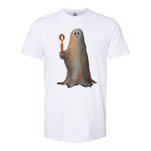 Halloween Ghost Holding Candle Spooky Gift Softstyle CVC T-Shirt