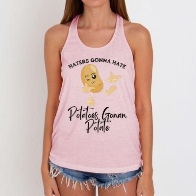 Haters Gonna Hate Potatoes Gonan Potate Women's Knotted Racerback Tank