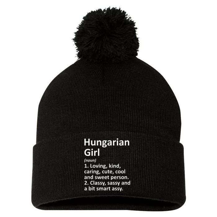 HUNGARIAN GIRL HUNGARY Gift Funny Country Home Roots Descent Pom Pom 12in Knit Beanie