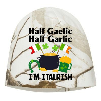 Half Gaelic Half Garlic IM Italrish Funny St. PatrickS Day Kati - Camo Knit Beanie