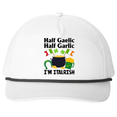 Half Gaelic Half Garlic IM Italrish Funny St. PatrickS Day Snapback Five-Panel Rope Hat