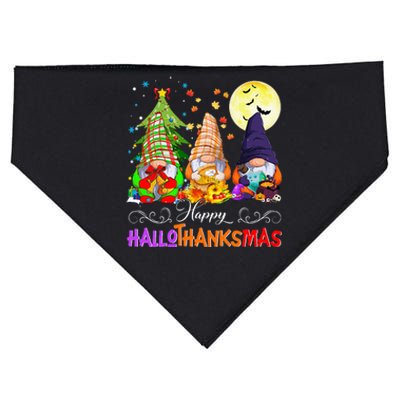 Hallothanksmas Gnomes Halloween Thanksgiving Christmas Happy USA-Made Doggie Bandana