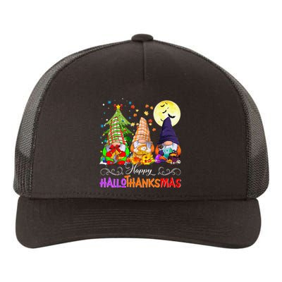 Hallothanksmas Gnomes Halloween Thanksgiving Christmas Happy Yupoong Adult 5-Panel Trucker Hat