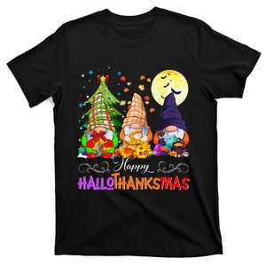 Hallothanksmas Gnomes Halloween Thanksgiving Christmas Happy T-Shirt