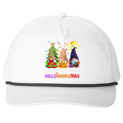 Hallothanksmas Gnomes Halloween Thanksgiving Christmas Happy Snapback Five-Panel Rope Hat