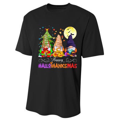 Hallothanksmas Gnomes Halloween Thanksgiving Christmas Happy Performance Sprint T-Shirt