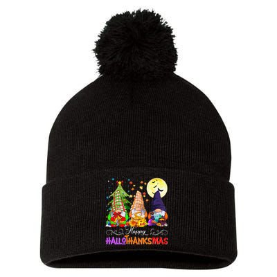 Hallothanksmas Gnomes Halloween Thanksgiving Christmas Happy Pom Pom 12in Knit Beanie