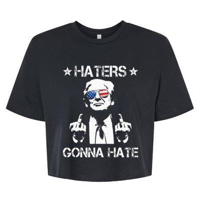 Haters Gonna Hate Middle Finger Funny Trump 2024 President Bella+Canvas Jersey Crop Tee