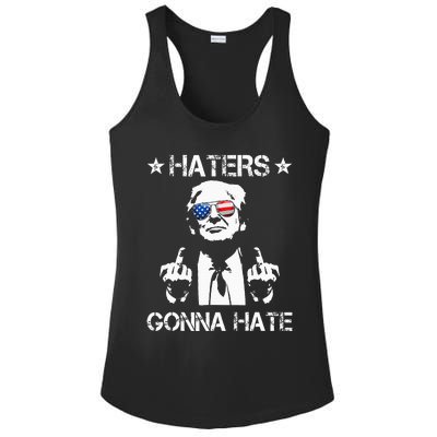 Haters Gonna Hate Middle Finger Funny Trump 2024 President Ladies PosiCharge Competitor Racerback Tank