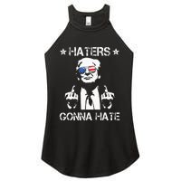 Haters Gonna Hate Middle Finger Funny Trump 2024 President Women's Perfect Tri Rocker Tank