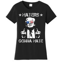 Haters Gonna Hate Middle Finger Funny Trump 2024 President Women's T-Shirt