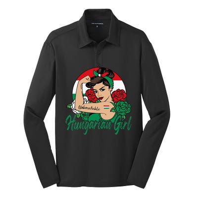 Hungarian Girl Hungary Woman Magyar Flag Silk Touch Performance Long Sleeve Polo