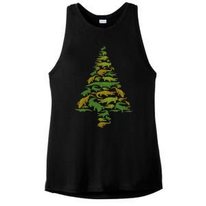 Hilarious Gator Holiday Festive Reptile Xmas Ladies PosiCharge Tri-Blend Wicking Tank