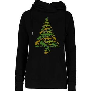 Hilarious Gator Holiday Festive Reptile Xmas Womens Funnel Neck Pullover Hood