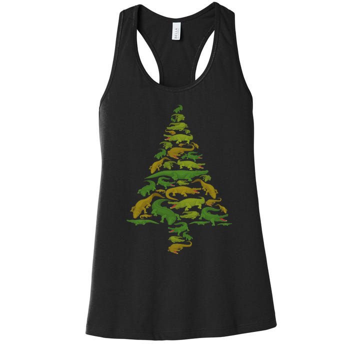 Hilarious Gator Holiday Festive Reptile Xmas Women's Racerback Tank