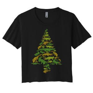 Hilarious Gator Holiday Festive Reptile Xmas Women's Crop Top Tee