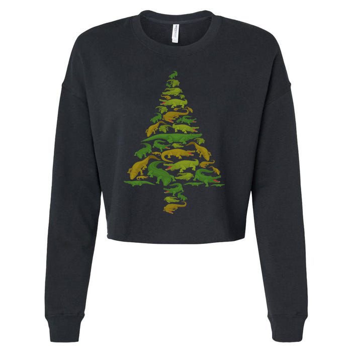 Hilarious Gator Holiday Festive Reptile Xmas Cropped Pullover Crew