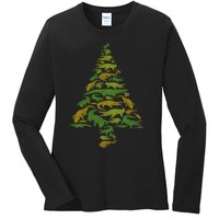 Hilarious Gator Holiday Festive Reptile Xmas Ladies Long Sleeve Shirt