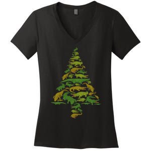 Hilarious Gator Holiday Festive Reptile Xmas Women's V-Neck T-Shirt