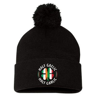 Half Gaelic Half Garlic Irish Italian St. Patricks Pom Pom 12in Knit Beanie