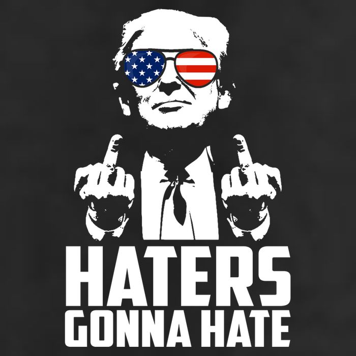 Haters Gonna Hate Donald Trump Middle Finger Funny Usa 7 Panel Mesh Trucker Snapback Hat