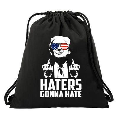 Haters Gonna Hate Donald Trump Middle Finger Funny Usa Drawstring Bag