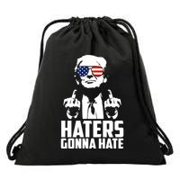 Haters Gonna Hate Donald Trump Middle Finger Funny Usa Drawstring Bag
