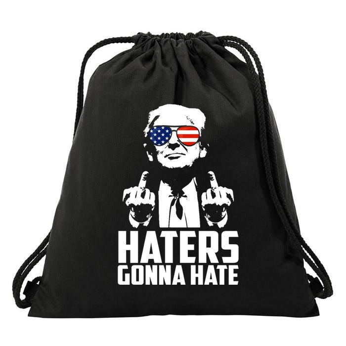 Haters Gonna Hate Donald Trump Middle Finger Funny Usa Drawstring Bag