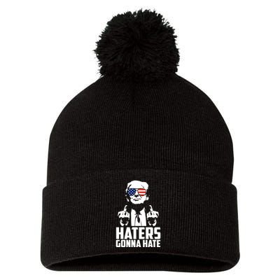Haters Gonna Hate Donald Trump Middle Finger Funny Usa Pom Pom 12in Knit Beanie