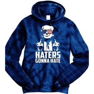 Haters Gonna Hate Donald Trump Middle Finger Funny Usa Tie Dye Hoodie