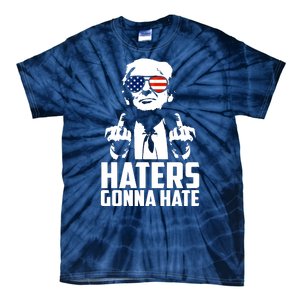 Haters Gonna Hate Donald Trump Middle Finger Funny Usa Tie-Dye T-Shirt