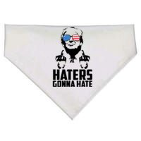 Haters Gonna Hate Donald Trump Middle Finger Funny Usa USA-Made Doggie Bandana