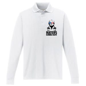 Haters Gonna Hate Donald Trump Middle Finger Funny Usa Performance Long Sleeve Polo