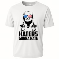 Haters Gonna Hate Donald Trump Middle Finger Funny Usa Cooling Performance Crew T-Shirt