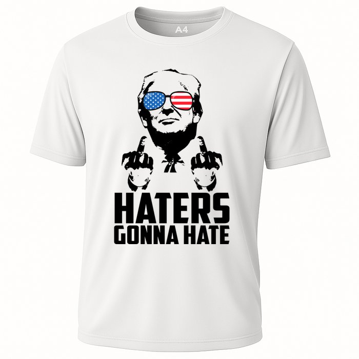 Haters Gonna Hate Donald Trump Middle Finger Funny Usa Cooling Performance Crew T-Shirt
