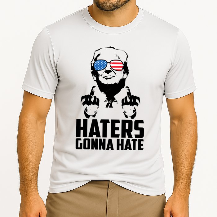 Haters Gonna Hate Donald Trump Middle Finger Funny Usa Cooling Performance Crew T-Shirt