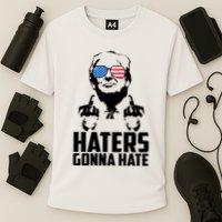 Haters Gonna Hate Donald Trump Middle Finger Funny Usa Cooling Performance Crew T-Shirt
