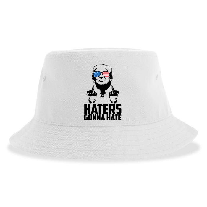 Haters Gonna Hate Donald Trump Middle Finger Funny Usa Sustainable Bucket Hat