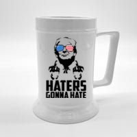 Haters Gonna Hate Donald Trump Middle Finger Funny Usa Beer Stein