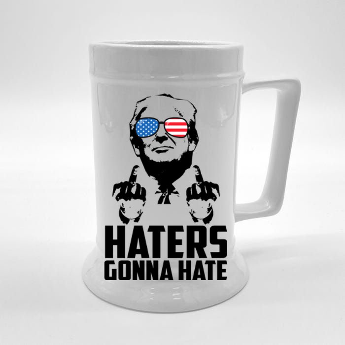 Haters Gonna Hate Donald Trump Middle Finger Funny Usa Beer Stein