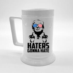 Haters Gonna Hate Donald Trump Middle Finger Funny Usa Beer Stein