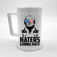 Haters Gonna Hate Donald Trump Middle Finger Funny Usa Beer Stein