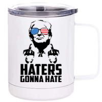 Haters Gonna Hate Donald Trump Middle Finger Funny Usa 12 oz Stainless Steel Tumbler Cup